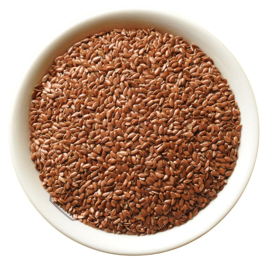 Organic Flax Seeds in a Wooden Bowl – Rich in Omega-3, Fiber, and Protein – Ideal for Weight Loss and Heart Health