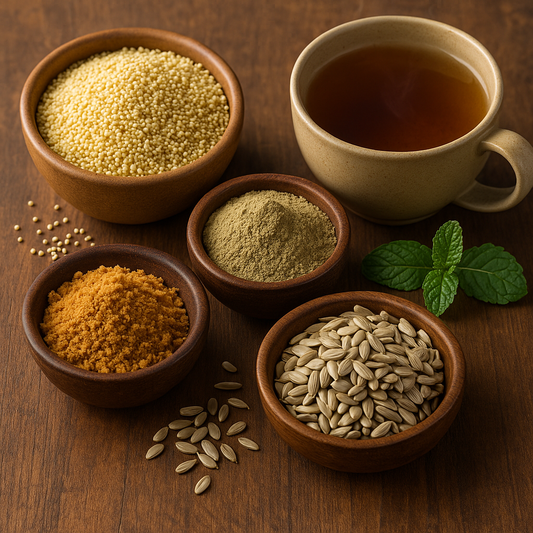 Natural Indian superfoods like Amla, Jaggery, Millet and seeds for better digestion