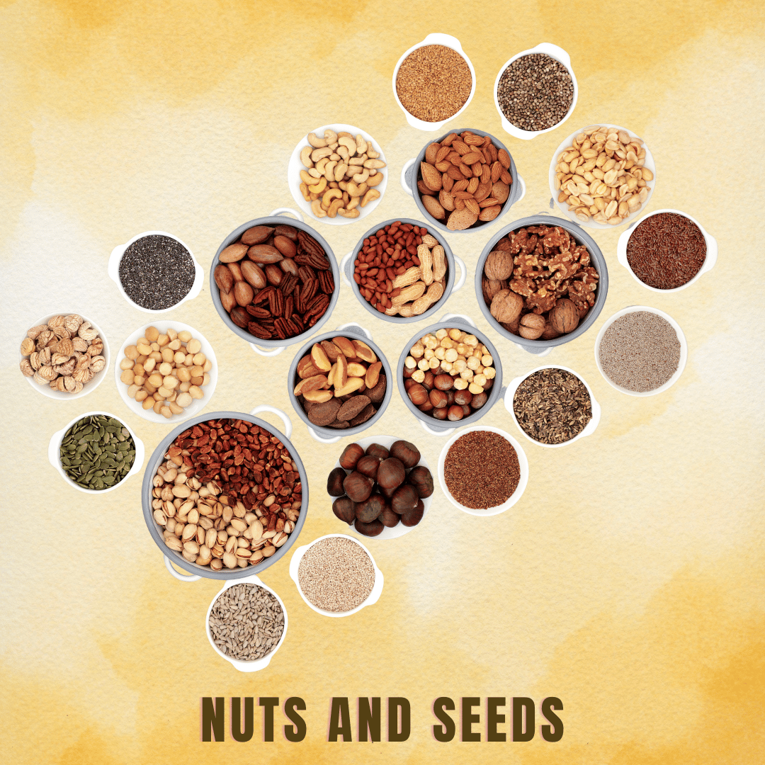 A variety of premium nuts and seeds such as almonds, walnuts, cashews, and sunflower seeds, ideal for healthy snacking.